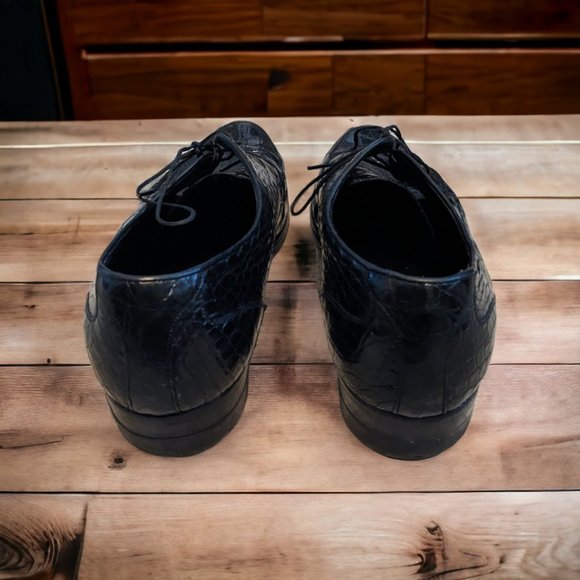 Rare - Count Barri Men\'s Vintage Black Genuine Alligator Oxfords Size 9D main image 4